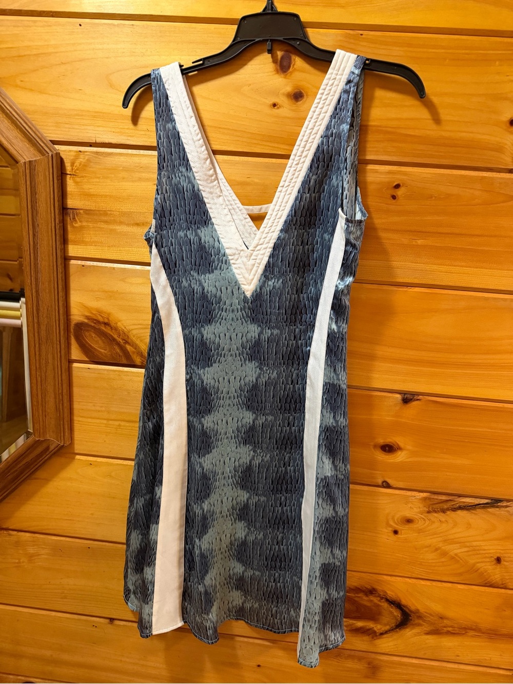 AS by DF 100% Silk Blue Gray Sleeveless V-Neck Dress Size Medium